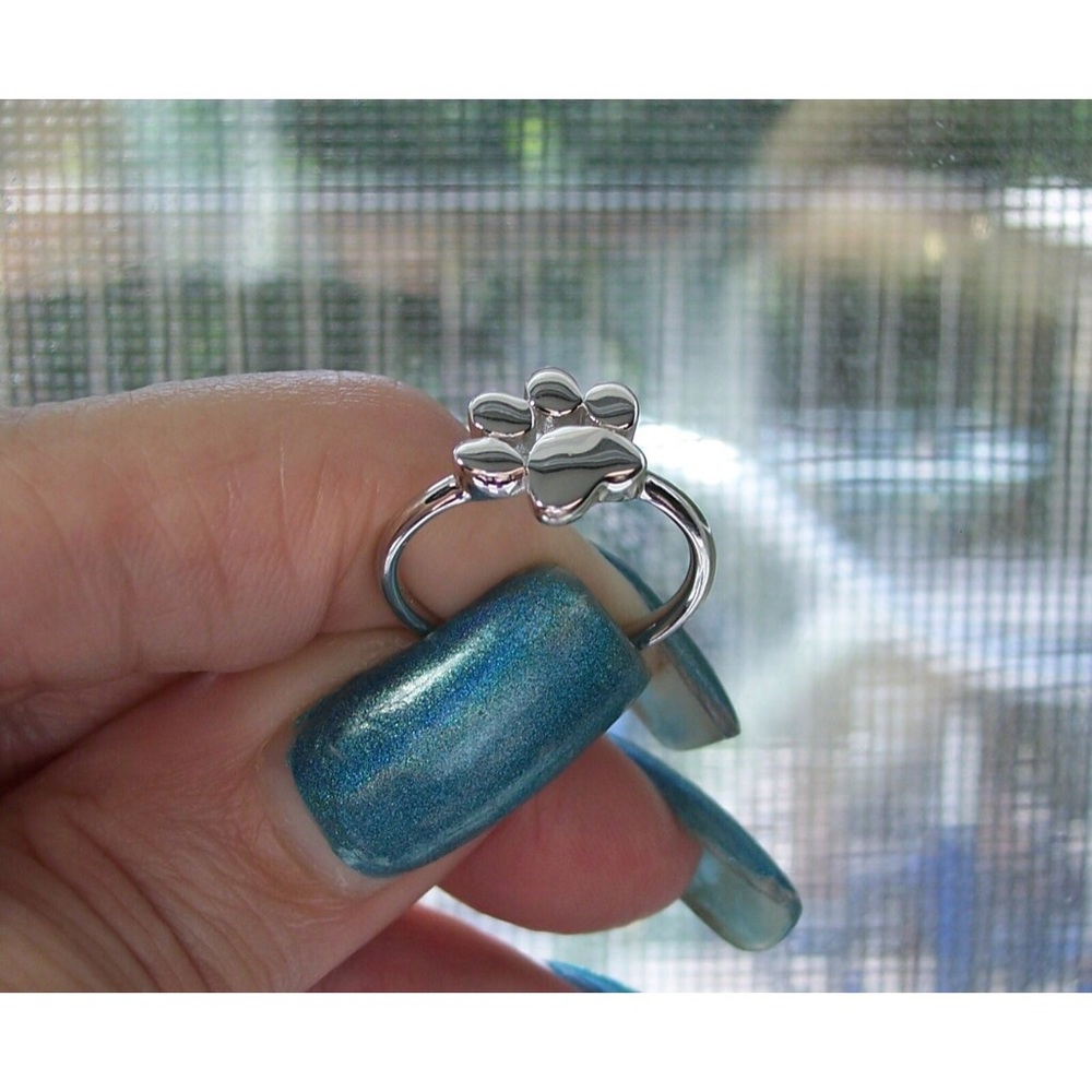 925 STERLING SILVER Adorable Paw Design Ring - Picture 6 of 14